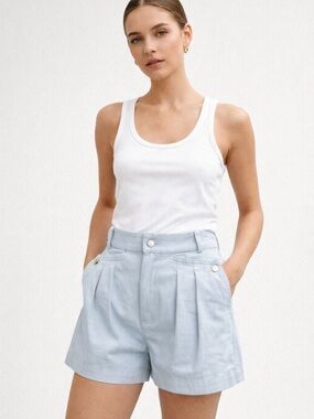 NWT Mable Light Blue High Waist Pleated Shorts Size S Tailored Chic Spring